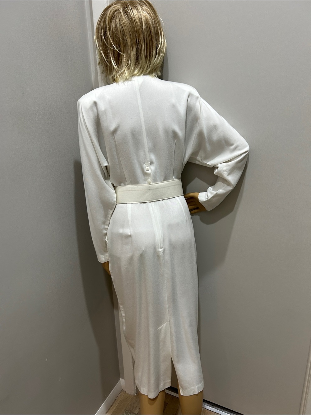 Vintage Rabbit Rabbit Rabbit White Midi Dress with Belt - Picture 2 of 4
